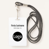 Badge Logo de l'entreprise avec prénom et nom Code barre (Devant avec lanière)