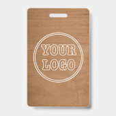 Badge Logo de l'entreprise Bois clair rustique Photo ID (Arrière)