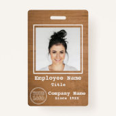 Badge Logo de l'entreprise Bois clair rustique Photo ID  (Devant)