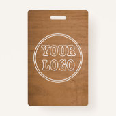 Badge Logo de l'entreprise Bois clair rustique Photo ID  (Dos)