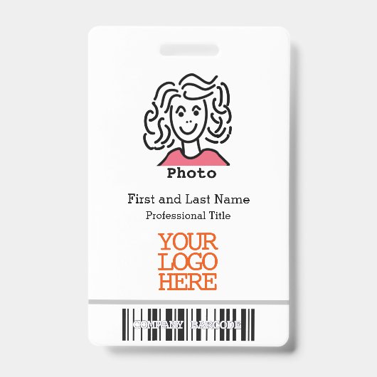 Badge Logo de l'entreprise Code-barres Photo de l'employ (Avant)