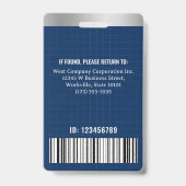 Badge Logo de l'entreprise - Code de la barre photo pers (Arrière)