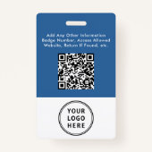 Badge Logo de l'entreprise Code QR Code de l'employé Cod (Dos)