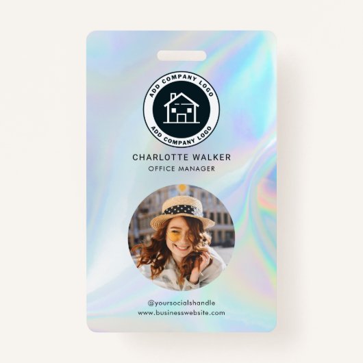 Badge Logo de l'entreprise Code QR Code employé Holograp (Devant)