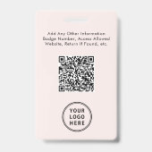 Badge Logo de l'entreprise Code QR Code employé Pink Pho (Arrière)