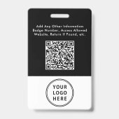 Badge Logo de l'entreprise Code QR Code ID photo employé (Back)
