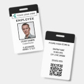 Badge Logo de l'entreprise Code QR Photo Employé (Avant & arrière)