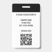 Badge Logo de l'entreprise Code QR Photo Employé (Arrière)