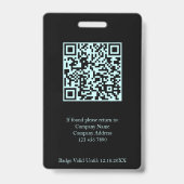 Badge Logo de l'entreprise de photo de l'employé Code QR (Arrière)