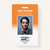 Badge Logo de l'entreprise de photo Orange White (Devant)