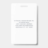 Badge Logo de l'entreprise et code-barres d'identificati (Arrière)