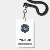 Badge Logo de l'entreprise et code-barres du visiteur d' (Avant avec lanière)