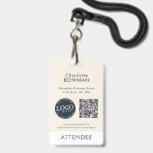 Badge Logo de l'entreprise et code QR pour les participa (Avant avec lanière)
