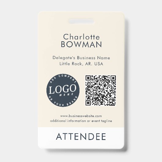 Badge Logo de l'entreprise et code QR pour les participa (Avant)