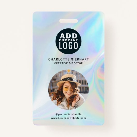 Badge Logo de l'entreprise holographique Code QR Code Co (Devant)