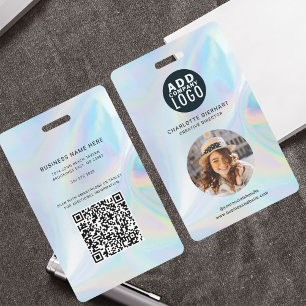 Badge Logo de l'entreprise holographique Code QR Code Co