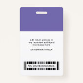 Badge Logo de l'entreprise - ID photo de l'employé Code  (Dos)