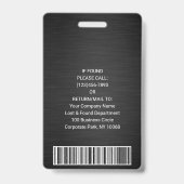 Badge Logo de l'entreprise ID photo QR Code à barres bro (Dos)