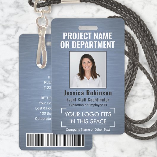 Badge Logo de l'entreprise ID photo QR Code à barres Dus