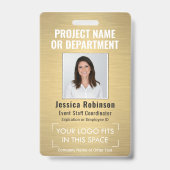 Badge Logo de l'entreprise ID photo QR Code à barres Or  (Front)