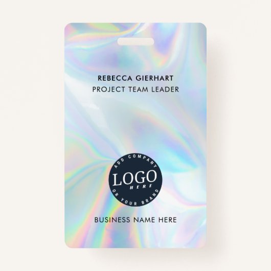 Badge Logo de l'entreprise Identifiant de l'employé holo (Devant)
