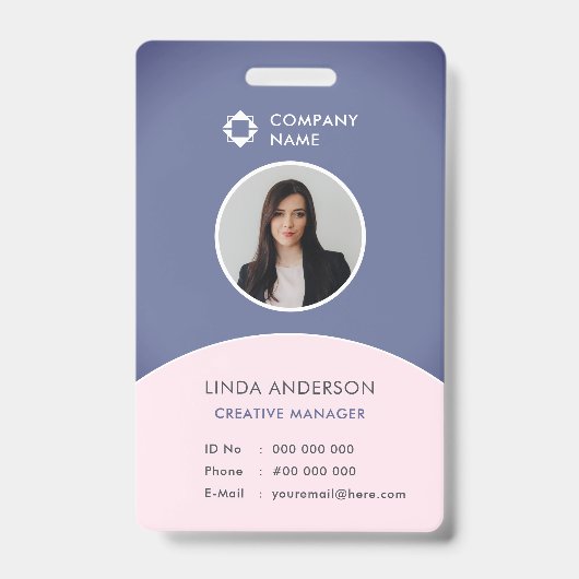 Badge Logo de l'entreprise Identifiant photo de l'employ (Avant)