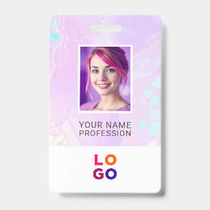 Badge Logo de l'entreprise Lumina Opal, Photo, Code Qr, 