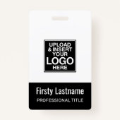 Badge Logo de l'entreprise NOIR Nom Titre Code barre Cod (Devant)