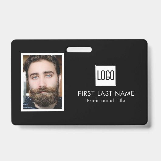 Badge Logo de l'entreprise | Nom de la photo Code-barres (Avant)