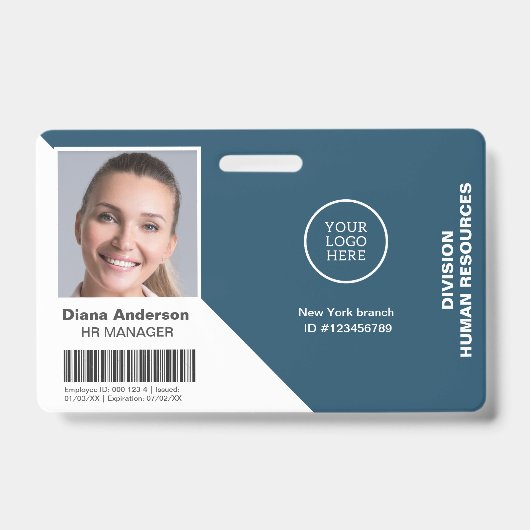 Badge Logo de l'entreprise Nom de la photo de l'employé  (Avant)