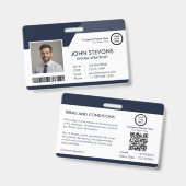 Badge Logo de l'entreprise Nom de l'employé Marine Blue  (Front & Back)