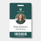 Badge Logo de l'entreprise Nom de l'employé vert Étiquet (Avant)