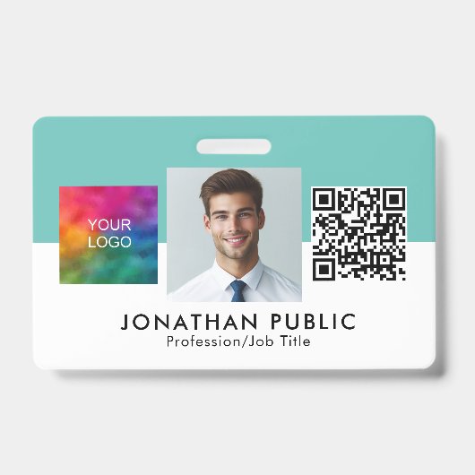 Badge Logo de l'entreprise personnalisable Code QR Photo (Avant)