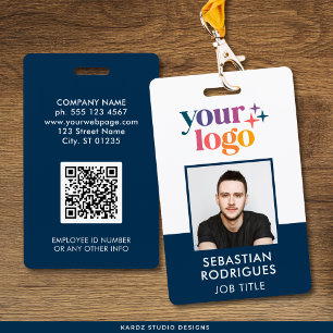 Badge Logo de l'entreprise - Photo Blue ID de l'employé