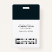 Badge Logo de l'entreprise photo de l'employé, code à ba (Dos)