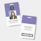 Badge Logo de l'entreprise Photo de l'employé Code-barre (Avant & arrière)