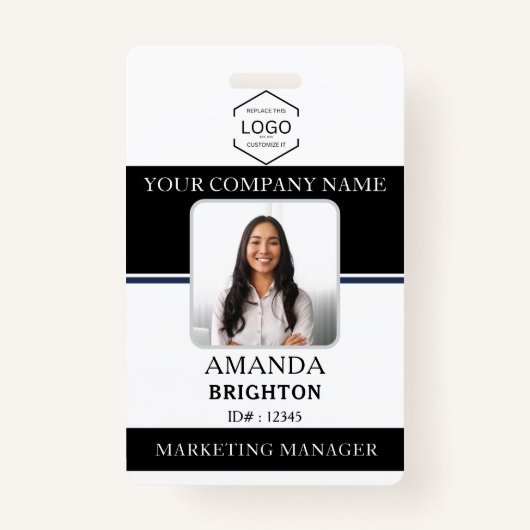 Badge Logo de l'entreprise photo de l'employé Code QR no (Devant)