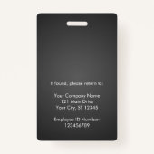 Badge Logo de l'entreprise photo de l'employé ID de sécu (Dos)