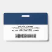 Badge Logo de l'entreprise, Photo de l'employé, Nom, Cod (Arrière)