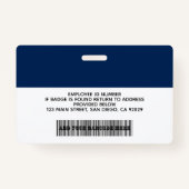 Badge Logo de l'entreprise, photo de l'employé, nom, cod (Dos)