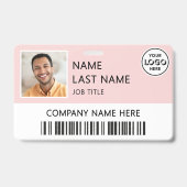 Badge Logo de l'entreprise Photo de l'employé Rose Blush (Avant)
