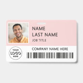 Badge Logo de l'entreprise Photo de l'employé Rose Blush (Avant)