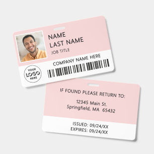 Badge Logo de l'entreprise Photo de l'employé Rose Blush