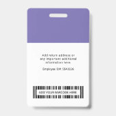 Badge Logo de l'entreprise Photo d'identité de l'employé (Arrière)