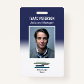 Badge Logo de l'entreprise photo en bleu foncé (Devant)