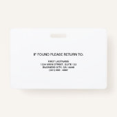 Badge Logo de l'entreprise professionnelle - ID photo de (Dos)