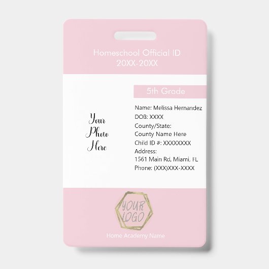 Badge Logo de l'étudiant privé pour l'école à domicile (Avant)