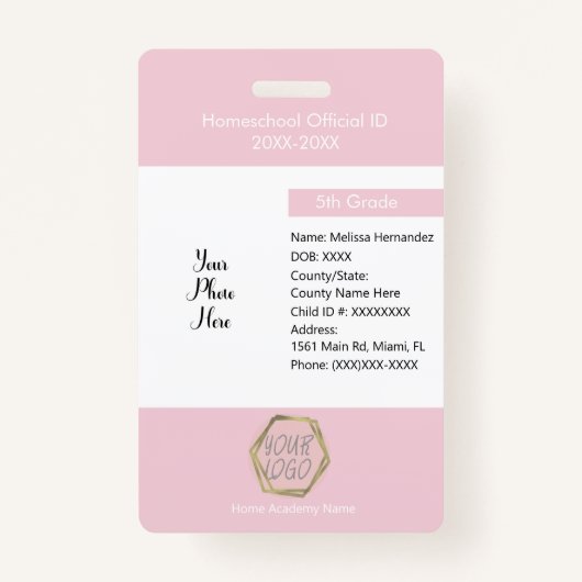 Badge Logo de l'étudiant privé pour l'école à domicile (Devant)