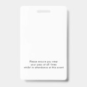 Badge Logo de l'événement Code QR Nom du passe de l'invi (Arrière)