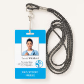 Badge Logo de l'hôpital et ID photo de l'employé personn (Devant avec lanière)